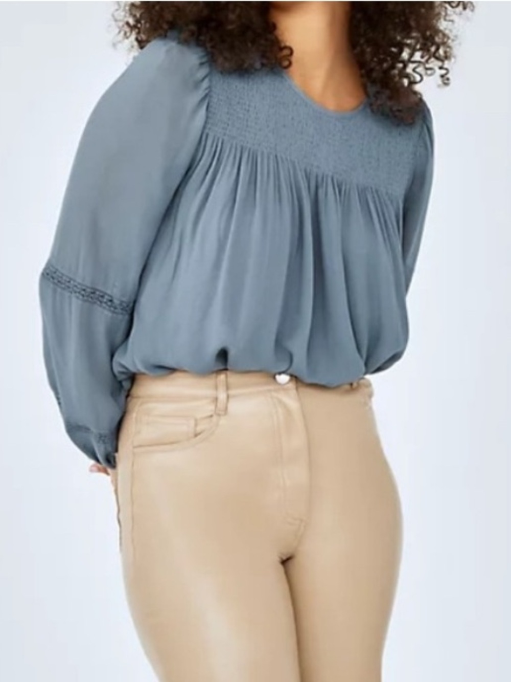 Wilfred Slate-Blue Smocked Yoke Blouse